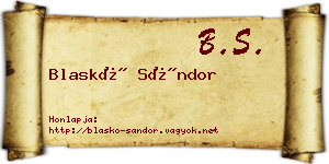 Blaskó Sándor névjegykártya