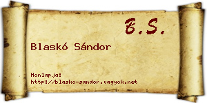 Blaskó Sándor névjegykártya