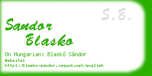 sandor blasko business card