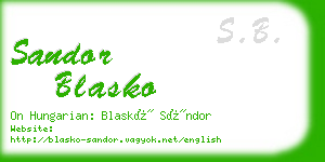 sandor blasko business card